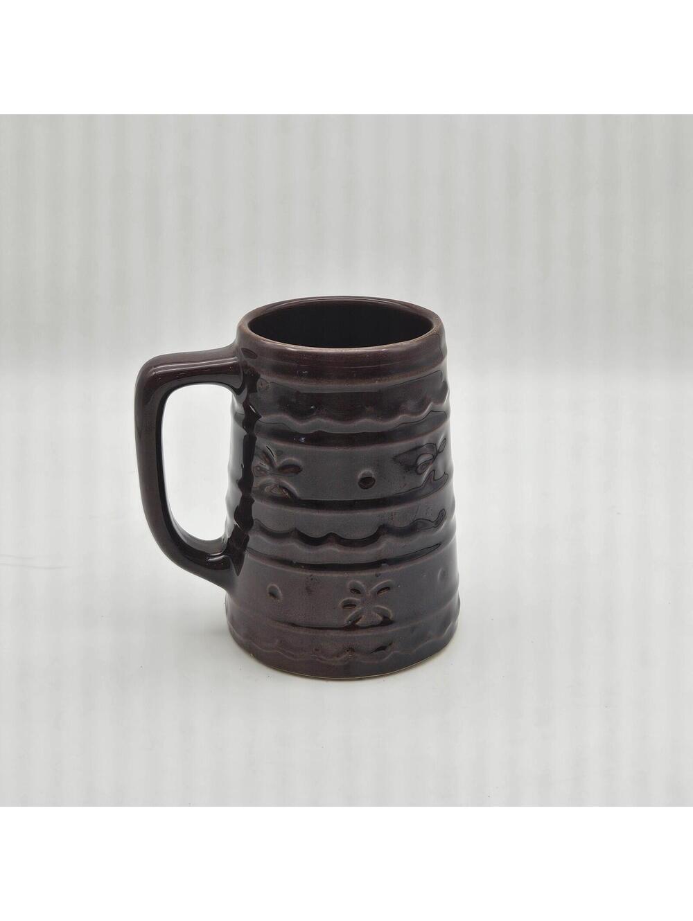 1950's Macreat Daisy Dot Soneware Stein Mug USA Brown 5.25"x3.75"x5"